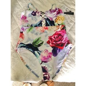 Multicolor floral one piece swim suit